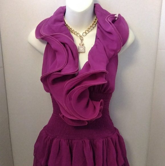 VaVaVoom ruffle halter tier dress - Picture 2 of 5